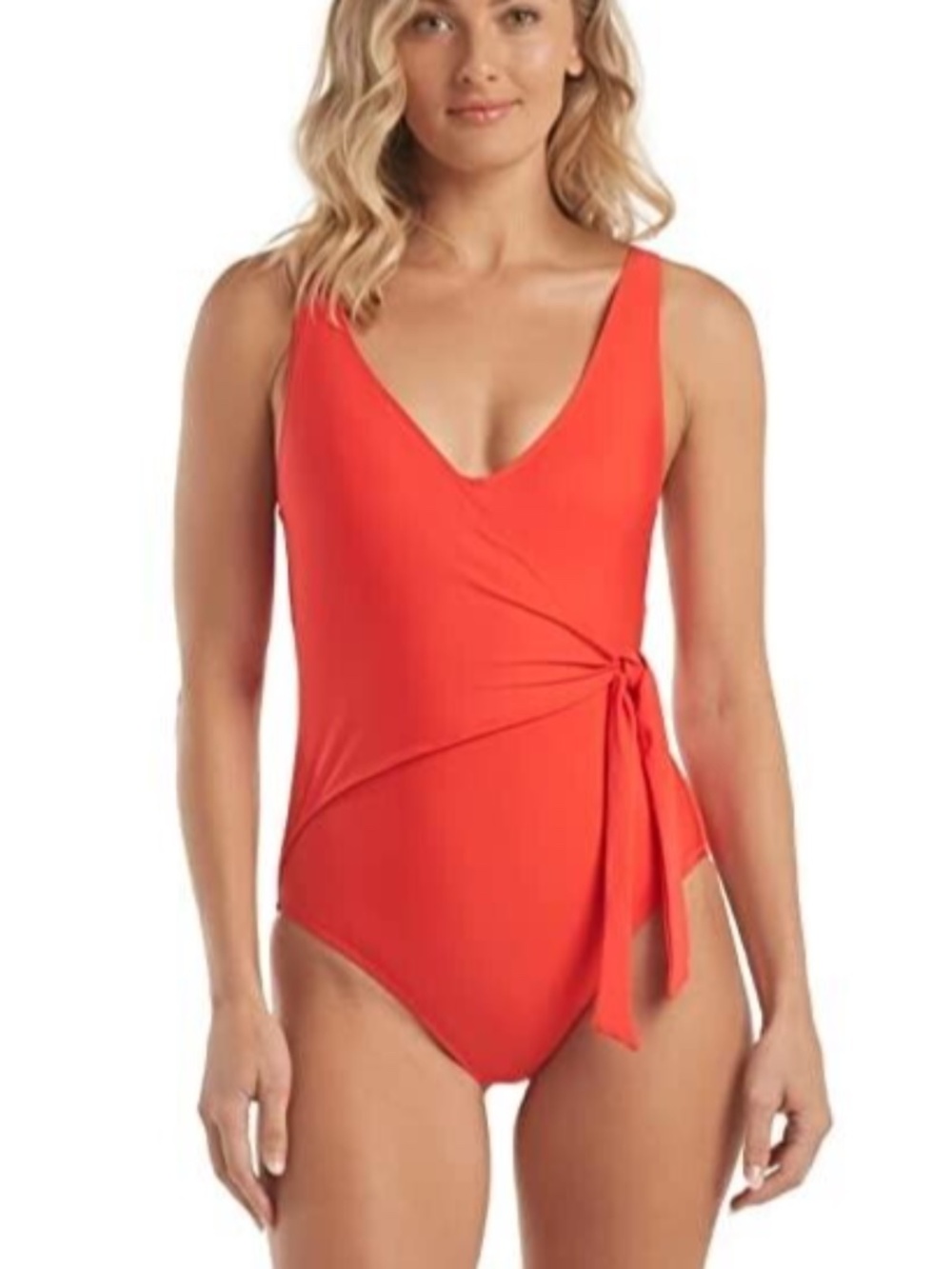 NWT Helen Jon Flamenco Coral Wrap V-Neck One-Piece Swimsuit Size S